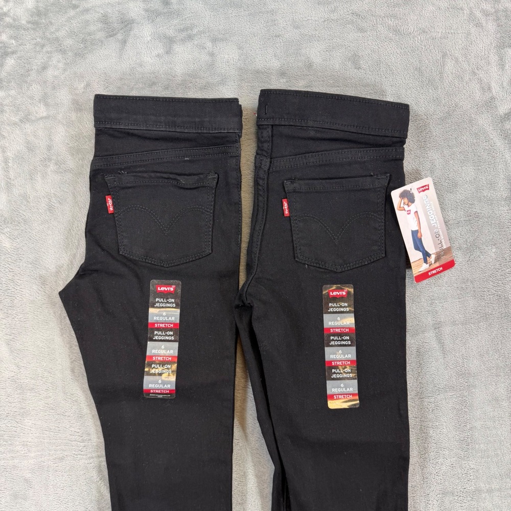 Levi's Pull On Jeggings Pants Youth Girls Size 6 Reg Black Stretch Lot of 2